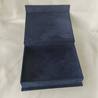 Scatola Regalo di Lusso in Velluto Blu Scuro con Logo Personalizzato, Coperchio Staccabile, Espositore per Gioielli in Cartone Rigido, Produzione di Fabbrica