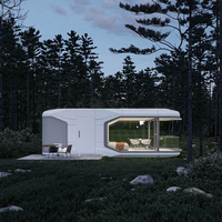 Capsule spatiale de luxe modulaire préfabriquée et mobile avec grande fenêtre panoramique pour projets de villégiature, d'hébergement et de glamping