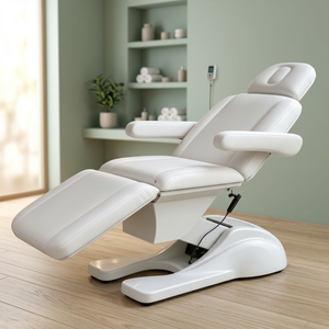 Fauteuil de massage électrique blanc réglable pour salon et spa avec appui-tête, repose-jambes et base incurvée - Product Image 3