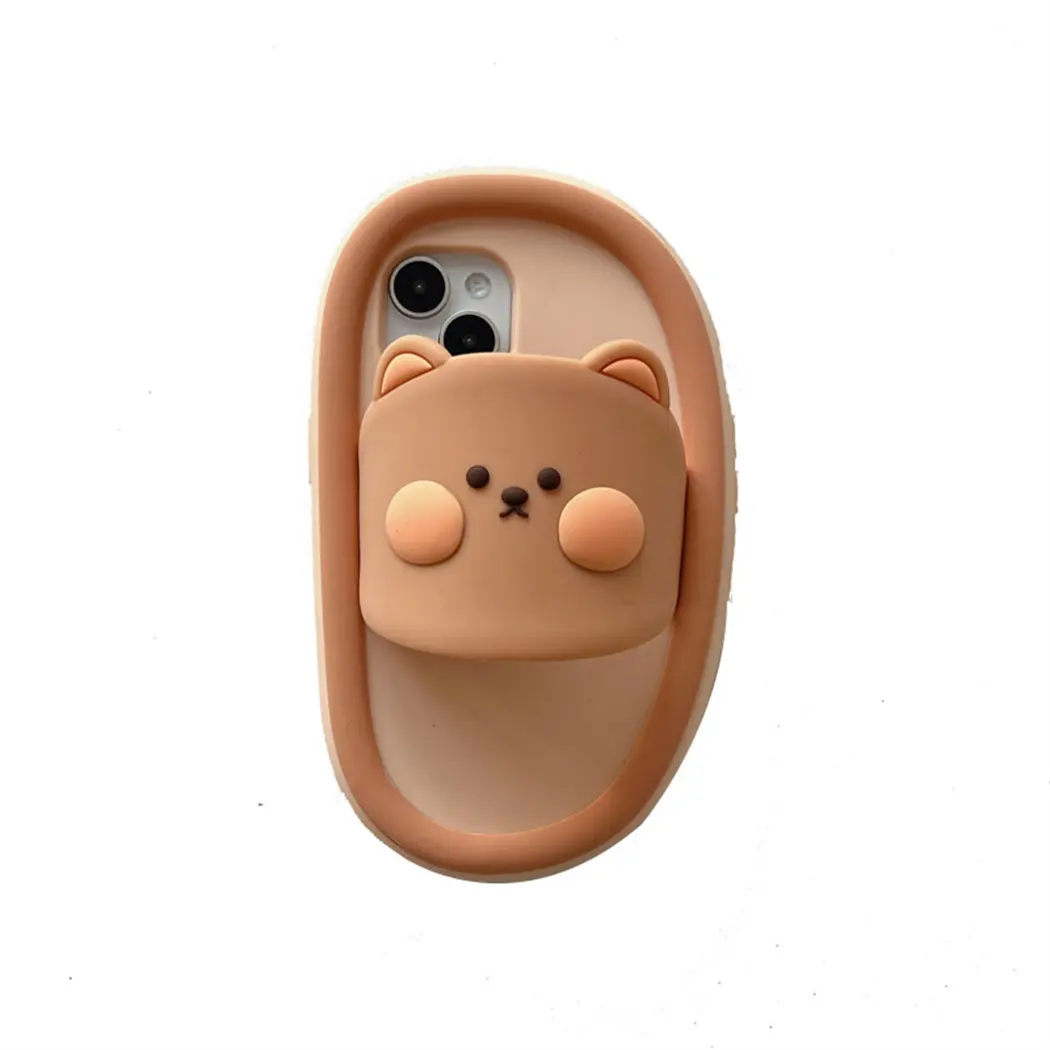 3d Cute Bear Slipper Design Soft Silicone Mobile Phone Case Pour Iphone 12ProMax 13ProMax 14ProMax 15Promax