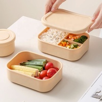 Ventes chaudes - Contenant alimentaire rectangulaire en silicone sans BPA, boîte à lunch en silicone pour micro-ondes avec couvercle