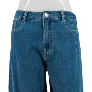 2025 femmes <span class=keywords><strong>taille</strong></span> haute pantalon droit décontracté Stretch <span class=keywords><strong>jean</strong></span> léger lavé Denim vente chaude Design à la mode - Product Image 5