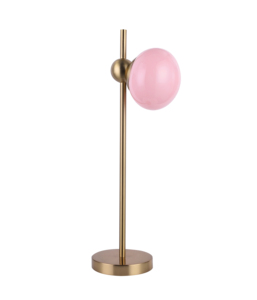 PT24009 Modern Living Room Round Pink Glass Lampshade G9 Lampholder 110-240V Plating Brass Base Electric Table Lamp - Product Image 1