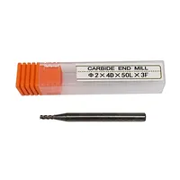 Fraise carrée en carbure monobloc 2*4D*50L*3f, fraise CNC à 3 cannelures, queue de 2 mm, longueur totale de 50 mm pour l'usinage de l'aluminium