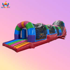 Parcours d'obstacles gonflable commercial pas cher - Rainbow Color Rush 12,8x2,4m PVC Capacité 20 personnes Amusement pour tous les âges - Product Image 2