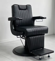 Fauteuil de barbier inclinable personnalisable avec repose-pieds réglable, pompe hydraulique robuste et base rotative à 360 degrés pour salon de coiffure