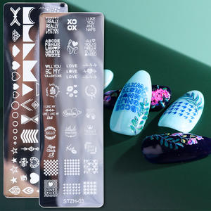 แม่แบบปั๊มเล็บทรงสี่เหลี่ยมผืนผ้า,แผ่นภาพสเตนเลสสตีล12X4ซม. ลายดอกไม้แห่งความรักสำหรับทำเล็บมือขายส่งจำนวน1ชิ้น - Product Image 4