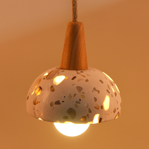 Translucent <strong>Small</strong> Half-dome LED <strong>Chandelier</strong> Pendant <strong>Light</strong> with Wooden Cone-shaped Connector for Restaurant Kitchen Island - Product Image 2
