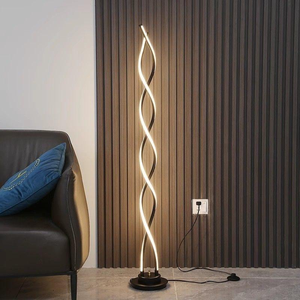 Lámpara de Pie LED Moderna de Lujo, Iluminación de Aluminio y Acero al Carbono, 2700K, Luz Blanca Cálida Suave, Diseño Espiral Vertical Simple para Sala de Estar - Product Image 3