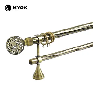 KYOK European type American type curtain rod rail curtain bracket Roman rod circular decorative finials art rod