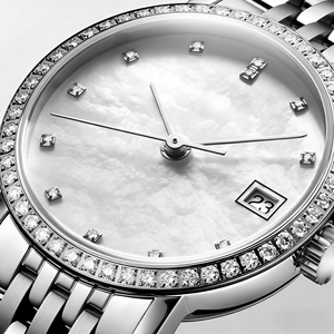 Reloj de Vestir Elegante para Mujer con Bisel de Diamantes, Esfera de Nácar, Ventana de Fecha, Brazalete de Acero Inoxidable, Movimiento de Cuarzo de Precisión Longinesing - Product Image 4