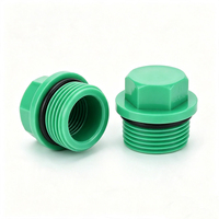 Bouchon PPR, Bouchon fileté, Bouchon obturateur, Bouchon de test de pression, Bouchon fileté vert, Bouchon fileté intérieur et extérieur, Bouchon en plastique