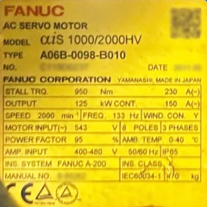 มอเตอร์เซอร์โว AC FANUC A06B-0098-B010 AiS 1000/2000 HV - Product Image 2