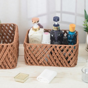 Woven Storage <b>Basket</b> Rectangle Handmade Cosmetic Organizer For Bathroom Desk Entryway Key Holder - Product Image 1
