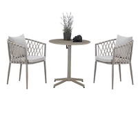 Ensemble de trois chaises en rotin de jardin d'extérieur avec table à thé, meubles imperméables et résistants au soleil
