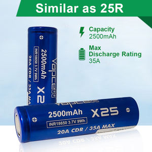 بطارية ليثيوم قابلة لإعادة الشحن, جهاز كهربائي Vapcell X25 2500mah 35a 3.7v منخفضة التكلفة محمولة بطارية ليثيوم أيون قابلة لإعادة الشحن - Product Image 4