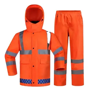 防水反光摩托车骑行服装套装高可见安全雨衣防风夹克裤子套装公路巡逻