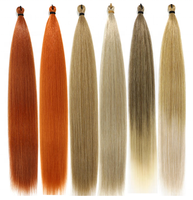 Extensions de cheveux synthétiques pour tresses au crochet, mèches Ariel lisses de 28 pouces, tresses au crochet, brun ombré, douces