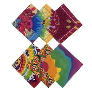 Stylish Paisley Rainbow Pocket Square Scarf Cotton Tie Dye Print Bandana