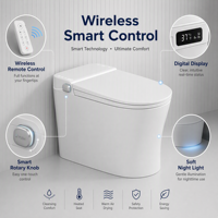 Cuvette de toilette allongée intelligente avec revêtement antibactérien, siège chauffant télécommandé et siphon en S