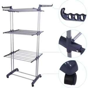 Multifunctioneel Indoor Mobiel Drielaags Opvouwbaar Kledingrek Metalen Vloerstaand Droogrek Met Opslaggebruik - Product Image 6