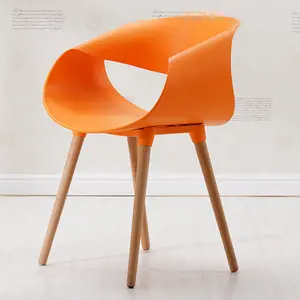 High Quality Modern Dining Chair Coffee Chair Plastic Chair With Wood Leg