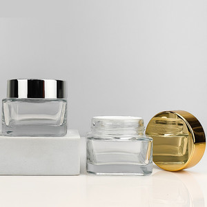 Tarro de vidrio cuadrado de 120ml con tapa Blush Lip Cosmetic Balm Pot Crema para ojos Fondo grueso Frascos cuadrados de vidrio de 4oz con tapas - Product Image 5