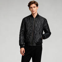 Blouson Bomber Vintage Brodé Personnalisé Hiver Homme Femme Col Montant Matelassé Tissu Laine Fermeture Éclair OEM Noir Logo Avant