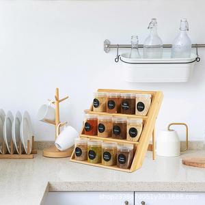 3 Tier Bamboo Spice Rack <b>Storage</b> Wooden Spice Rack Shelf <b>Kitchen</b> - Product Image 3