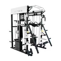 Utilisation commerciale Gym Multi Fonction Smith Machine Power Rack Câble Crossover Trainer En Acier Inoxydable Poitrine Dos Triceps