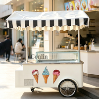 Chariot à gelato italien à pousser à la main, kiosque à crème glacée pour l'extérieur, à vendre