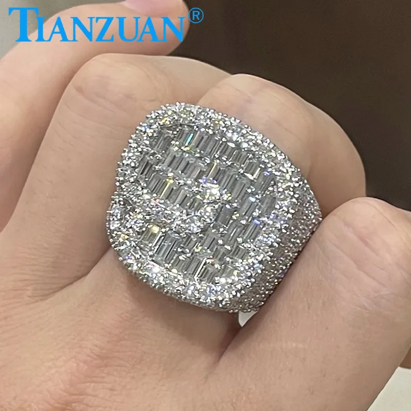 간단한 디자인 G 편지 반지 925 실버 Moissanite 남성 반지 럭셔리 결혼 반지 커플 고급 보석