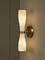 Applique murale LED en cuivre massif, style designer, marbre naturel italien, minimaliste, style français mi-siècle, lumière de chevet 3000K, abat-jour, garantie 3 ans