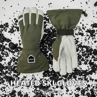 Gants chauffants rechargeables pour l'hiver, imperméables, alimentés par batterie, pour le ski et le snowboard, en cuir, avec cordon de serrage réglable, ensemble de sport d'hiver
