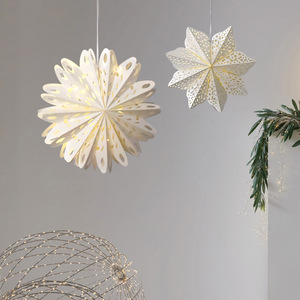 Lanterna di Carta Pieghevole 3D a Forma di Fiocco di Neve Bianco, Paralume Fatto a Mano, Decorazione Natalizia e di Capodanno - Product Image 4