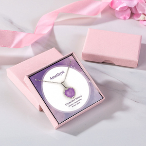 Collar de Cuarzo Rosa en Forma de Corazón con Amatista, Collar con Colgante de Cristal Chapado en Oro de 18K y Acero Inoxidable para Mujer - Product Image 3