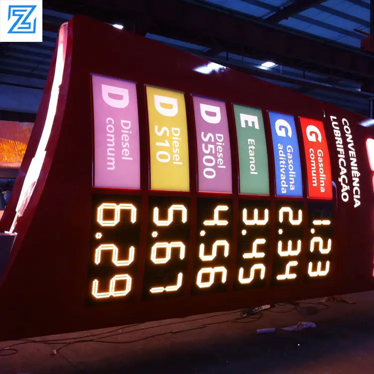 Placa de sinalização de preço de gasolina com controle sem fio para uso externo, com 7 segmentos, estação de gasolina com led preço