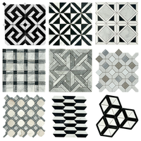 Moderne Unregelmäßige Punkt-Mehrfarben-Marmor-Mosaikfliese, getrommelt, 7 mm dick, für Badezimmer, Restaurant, B&B, Hotelprojekte, Boden- und Wandverkleidung