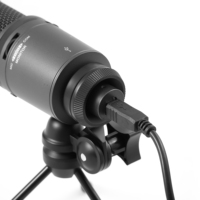 AT2020USB peralatan rekaman Studio, Mikrofon kondensor profesional dengan dudukan tahan guncangan untuk bermain game Streaming langsung