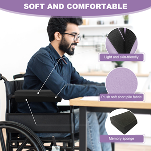 Paire de coussinets ergonomiques en mousse à mémoire de forme pour accoudoirs de fauteuil roulant, housses ajustées, non lavables - Product Image 3
