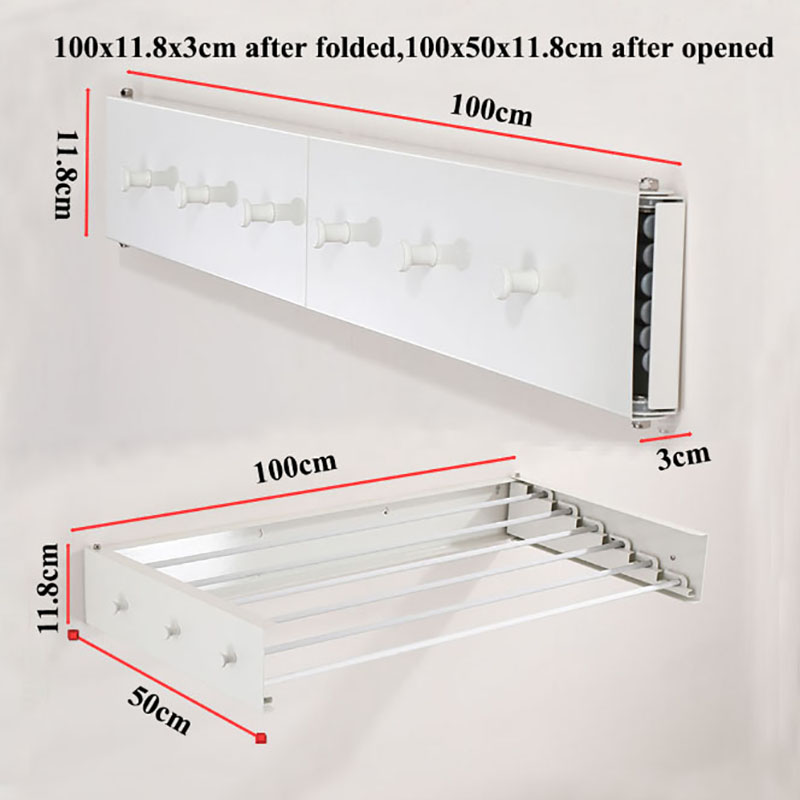 W1609A White 100cm with 6 Hooks