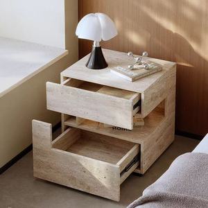 Chevets flottants naturelistes avec <span class=keywords><strong>lampe</strong></span> intelligente, 2 tiroirs, table de <span class=keywords><strong>chevet</strong></span> pour chambres à coucher, hôtels - Product Image 4