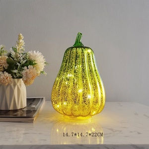 Battery Operated Artificial Halloween & Thanksgiving Pumpkin Glass LED Light Decoration for Store Windows and Party Use - Product Image 6