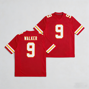 Nuovi Arrivi Maglie Kansas da Uomo # <span class=keywords><strong>Maglia</strong></span> da Football Americano 9 Kenneth Walker III, Completamente Ricamata, Rossa e <span class=keywords><strong>Bianca</strong></span>, Vendita all'Ingrosso - Product Image 4