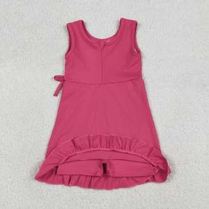 En stock, robe courte d'été rose vif pour filles, avec fermeture éclair et volants, vente en gros de vêtements de sport, nouvelle mode boutique, vêtements de sport pour enfants - Product Image 3