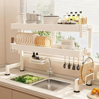 Égouttoir à vaisselle à 2 niveaux grande capacité à poser sur l'évier, multifonctionnel, pour bols, assiettes et couverts, organisateur de rangement de cuisine