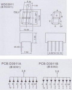 ミニ Houkem-3911-ASR 0.39インチ シングルデジット 7セグメントLEDディスプレイ コモンカソード - Product Image 6