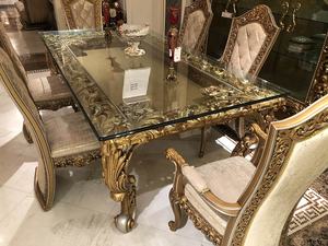 Sang Trọng Cổ Gỗ Chạm Khắc Cung Điện Đồ Nội Thất Màu Trắng <span class=keywords><strong>Baroque</strong></span> Phòng Ăn Với Cao Trở Lại Ghế - Product Image 3