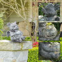 Estatua de dragón de jardín, escultura de resina para exteriores con energía Solar con bola de cristal, decoración para el hogar, decoración navideña, clasificación IP65