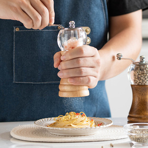 Moulin à épices sec en <span class=keywords><strong>verre</strong></span> avec couvercle en bois de bambou, moulin à sel et à poivre, ensemble d'accessoires de cuisine, fabricant d'origine - Product Image 1